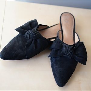 Madewell Remy Bow Mules Black Suede 7.5